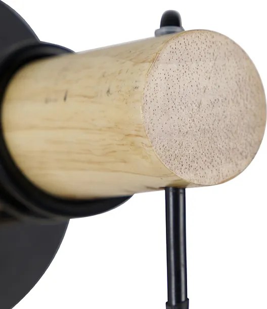 Rustikálna nástenná lampa čierna s drevom - Dami Frame