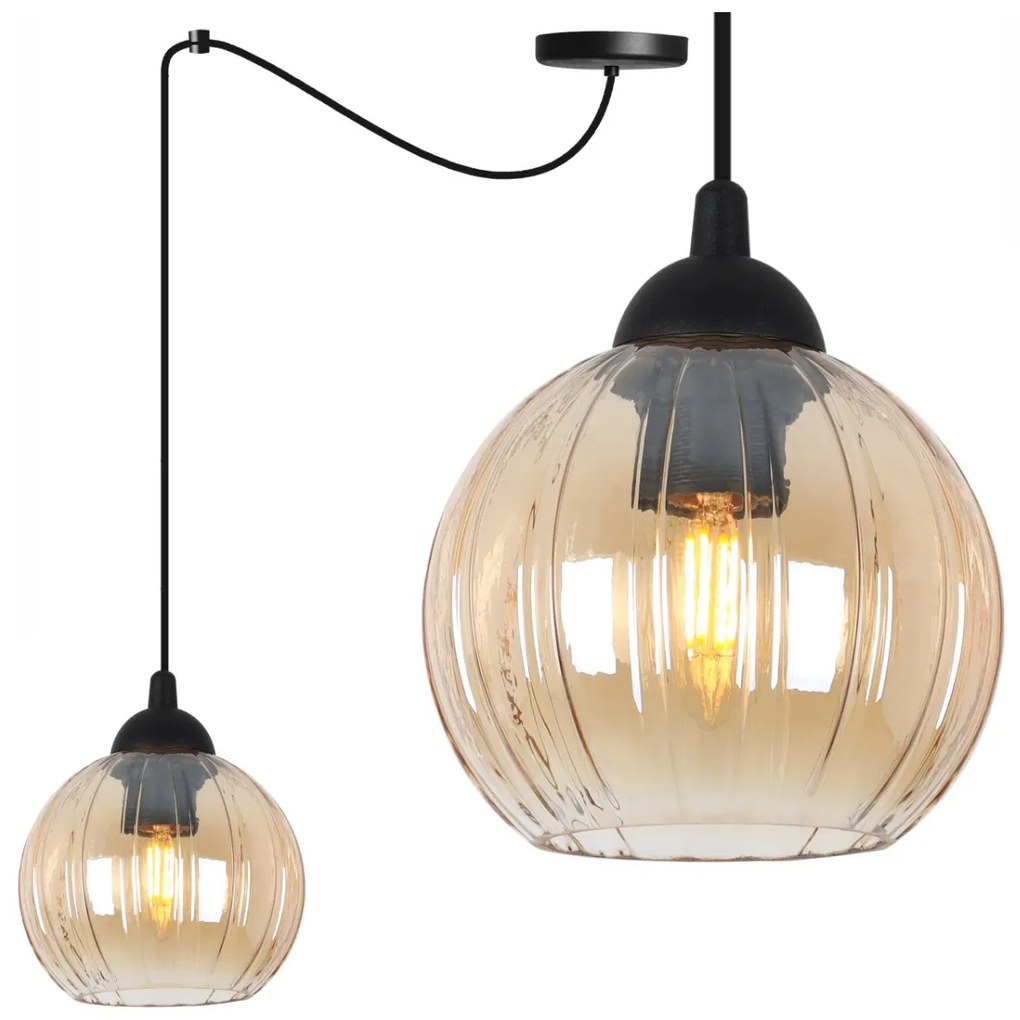 Závesné svietidlo Costa Spider, 1x medové sklenené tienidlo, b