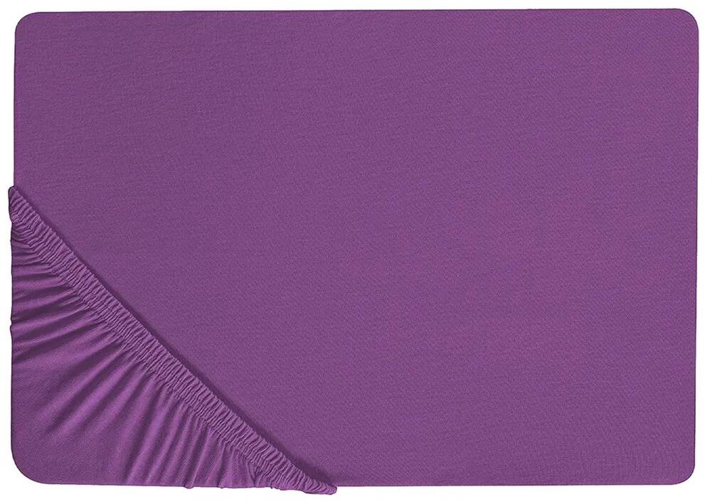 Bavlnená posteľná plachta 160 x 200 cm fialová JANBU Beliani