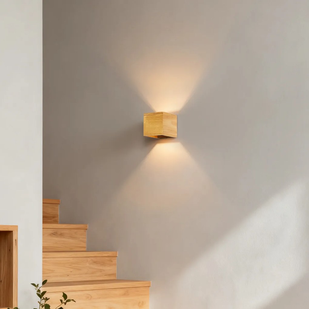 Rustikálna nástenná lampa z dubového dreva - Transfer