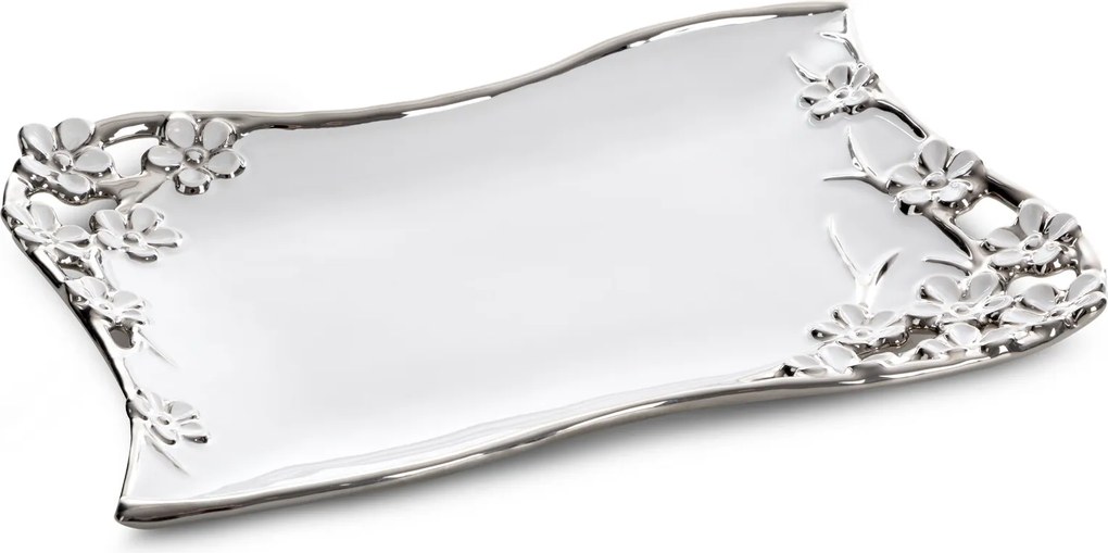 DEKORAČNÝ KERAMICKÝ TANIER KARIN 36X26 CM BIELA