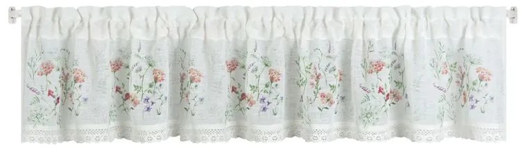 Biela záclona SYLWIA s potlačou kvetov 150x30 cm