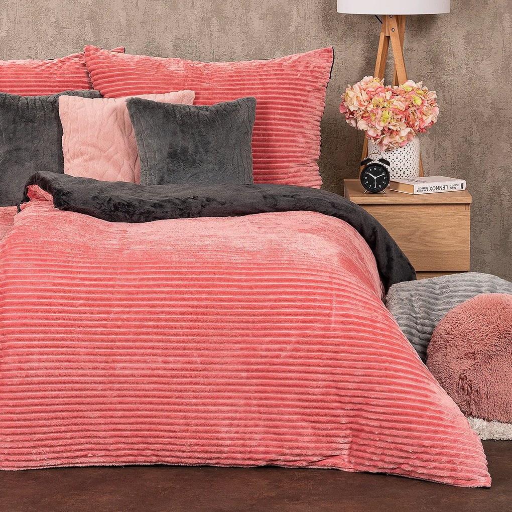 4Home Obliečky mikroflanel Stripe ružová, 140 x 200 cm, 70 x 90 cm