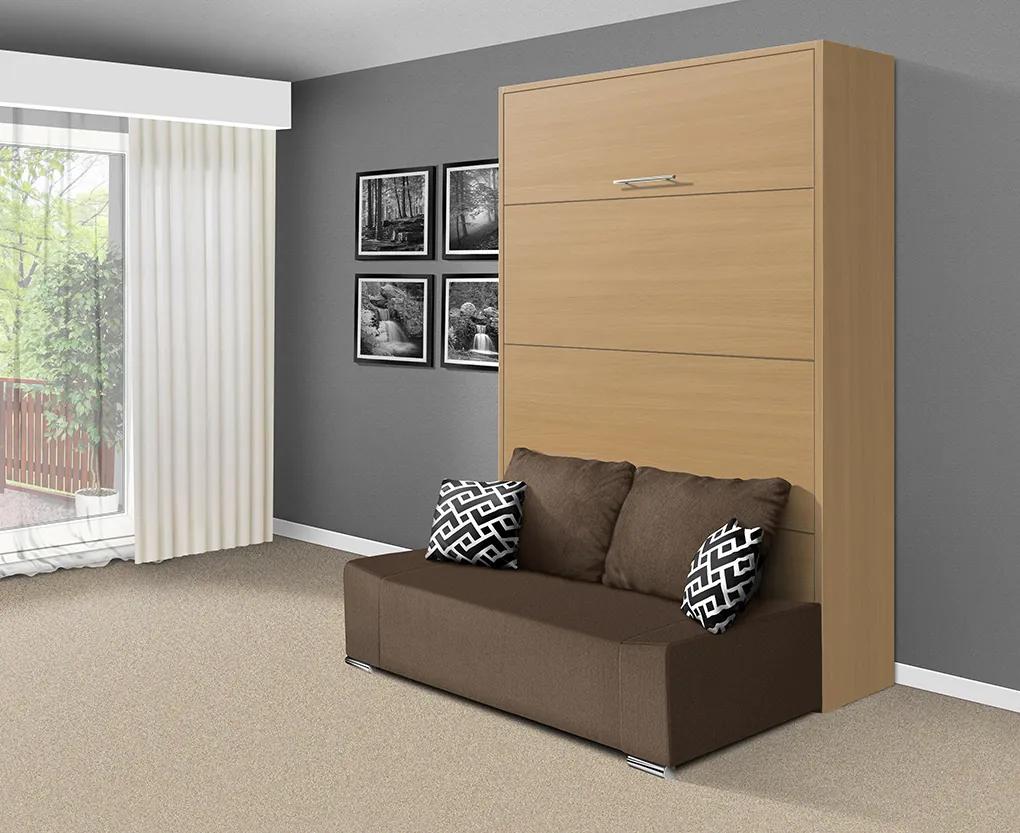 Nabytekmorava Sklápacia posteľ s pohovkou VS 21058P 200x180 farba pohovky: Hnedá, Typ farebného prevedenia: Antracit / dvere biele LESK