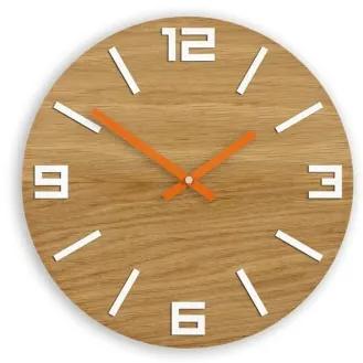 Sammer Arabské drevené biele a oranžové hodiny 33 cm ArabicWoodWhiteOrange
