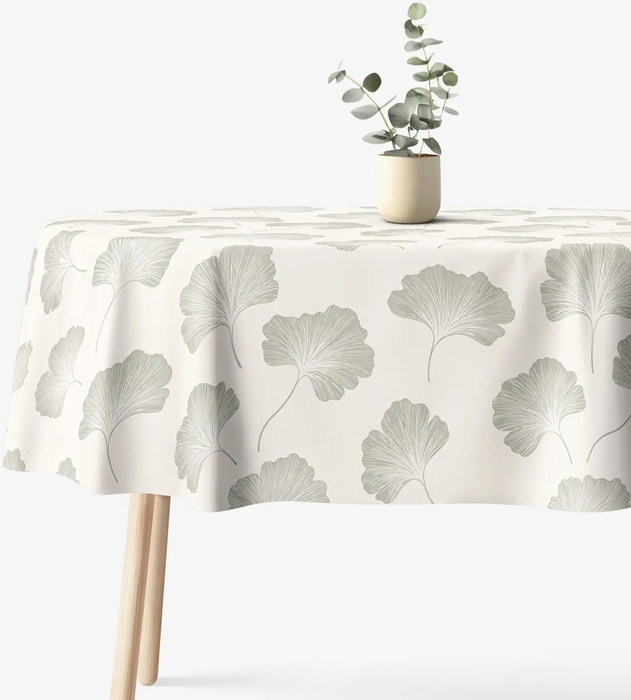 Goldea oválny obrus 100% bavlnené plátno - listy ginkga 120 x 200 cm