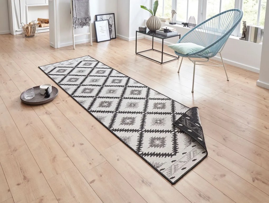 NORTHRUGS - Hanse Home koberce Kusový koberec Twin Supreme 103429 Malibu black creme – na von aj na doma - 80x250 cm