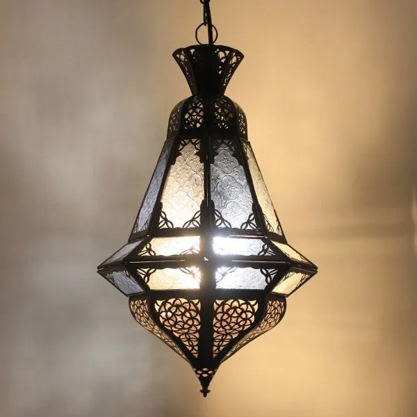 Marocká závesná lampa Houta modro - biela