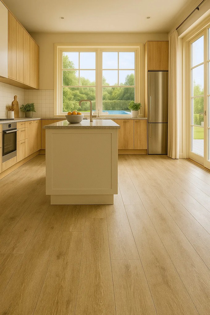 AKCIA: 60x480 cm PVC podlaha - lino Texalino Supreme 611 Stamford Oak - dub, šíře, béžová, filc, chodba / predsieň, Beauflor