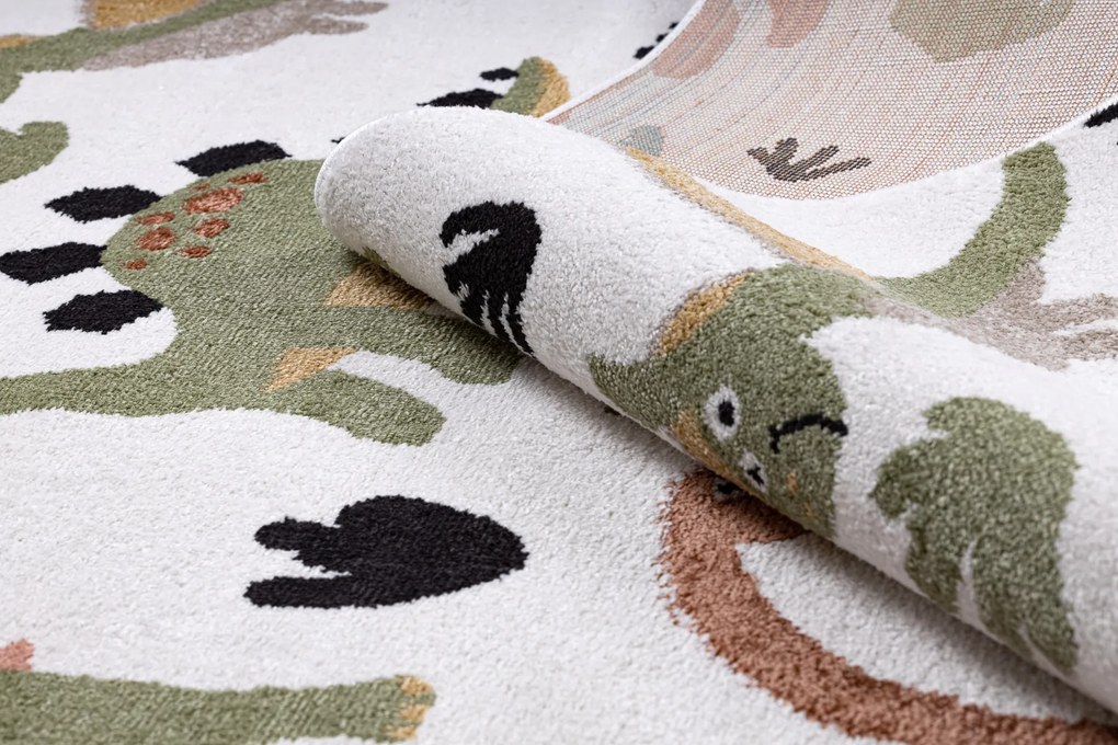 Koberec FUN Dino pre deti, krém