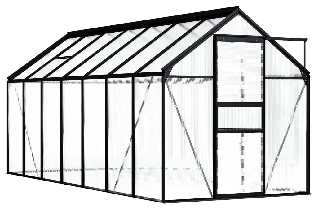 Skleník, antracitový, hliník 8,17 m²