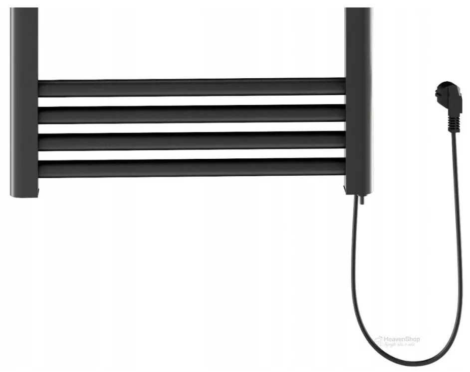 Erga Pago, elektrické vykurovacie teleso 960x540 mm s digitálnym termostatom, 500W, čierna matná, ERG-LAV-GRZE-E-ALU-960540-BK