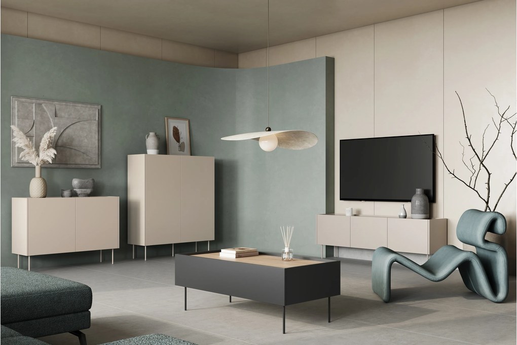Konferenčný stolík so zásuvkami Desin 120 cm - čierny mat / dub nagano