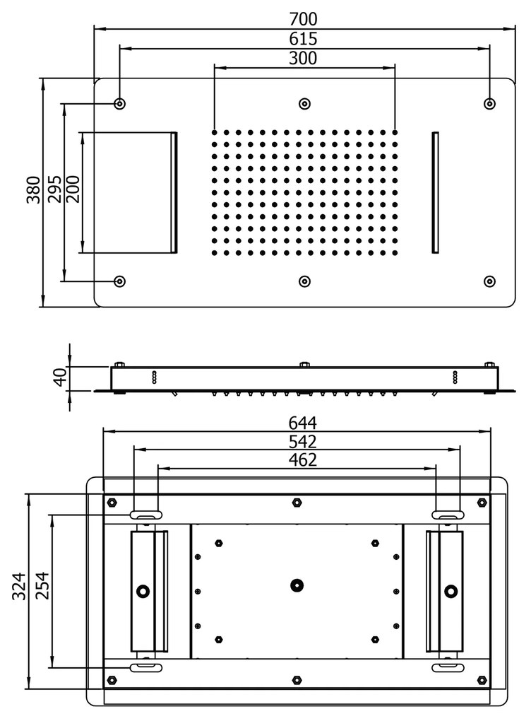 Sapho Sapho, Stropná sprchová hlavica s dvoma kaskádami, 700x380mm, leštená nerez, MS343