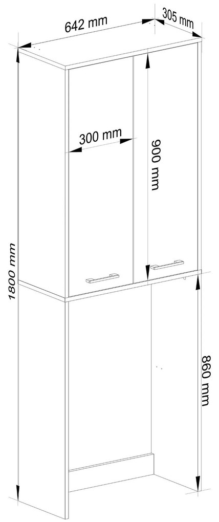 Kúpeľňová skrinka nad práčku FIN 2D dub artisan