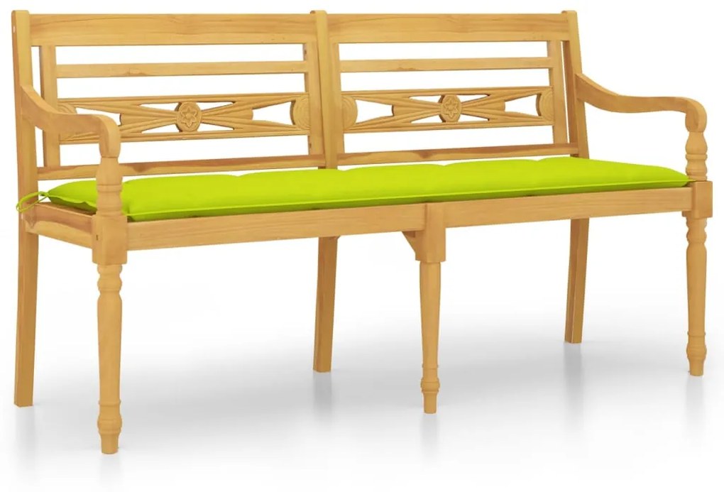 vidaXL Lavička Batavia s bledozeleným vankúšom 150 cm tíkový masív