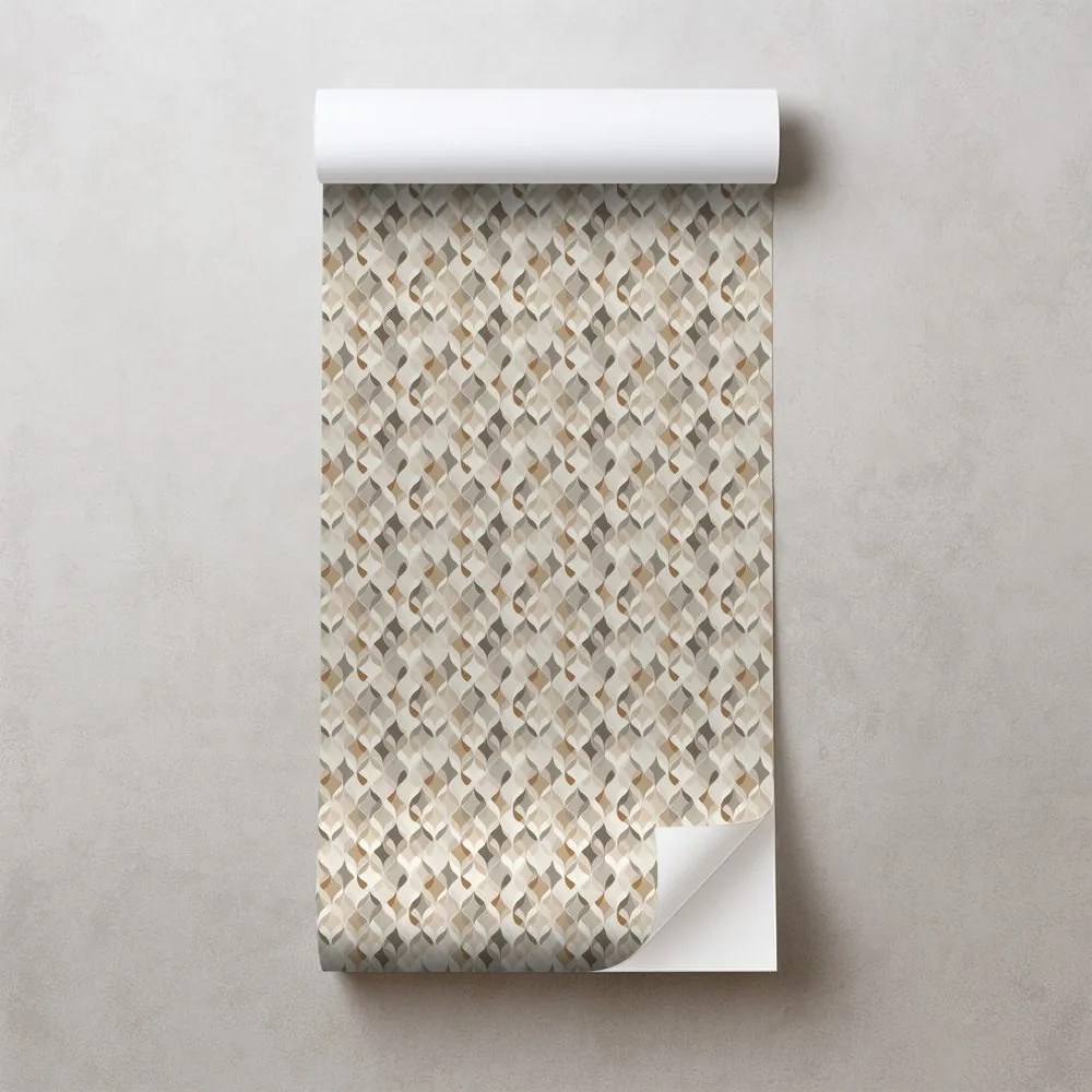 Samolepiaca tapeta béžová geometria s priestorovým efektom