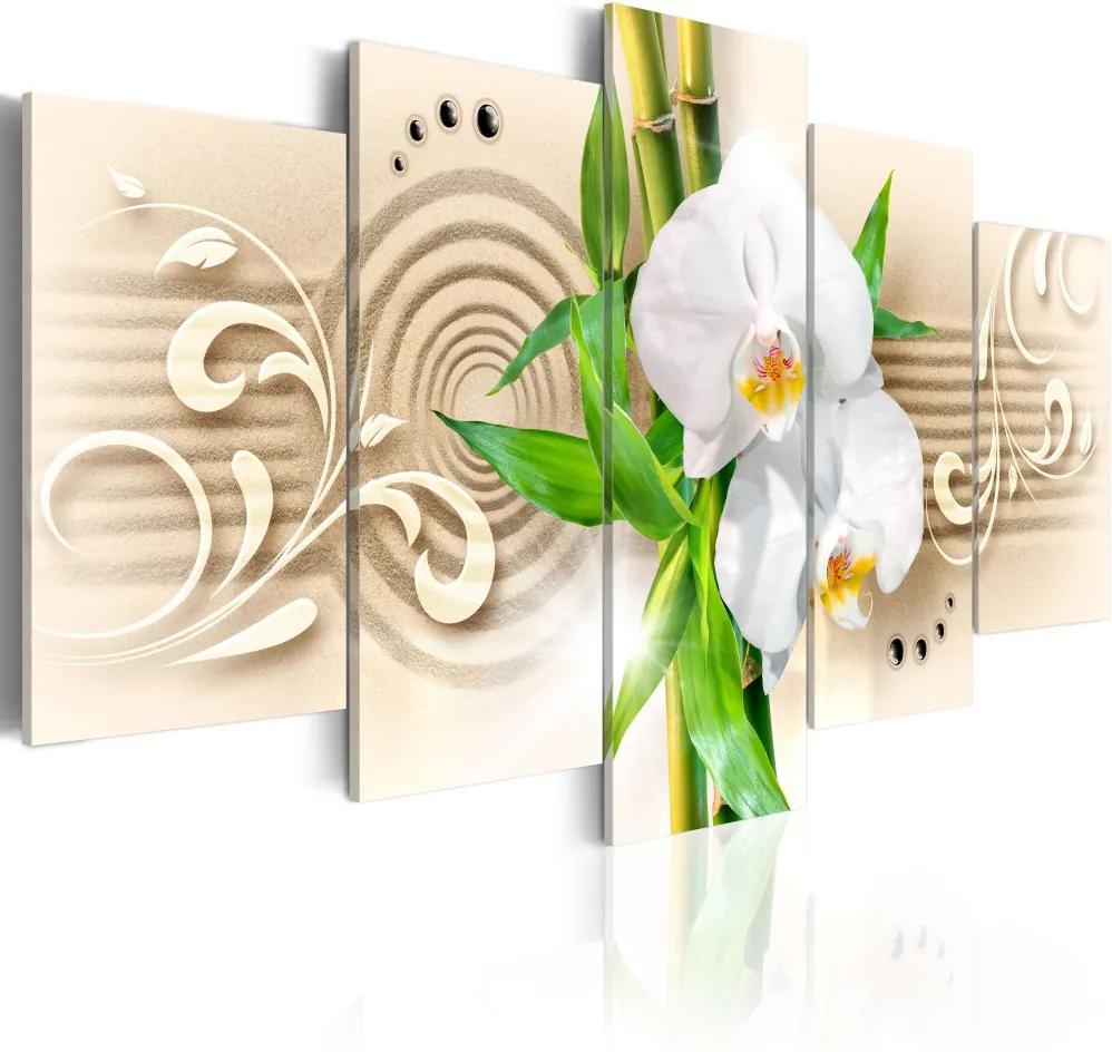 Obraz na plátne Bimago - Orchids, babmbus and zen 100x50 cm