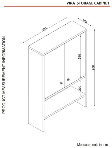 Kúpeľňová nástenná skrinka VIRA 90x59 cm biela
