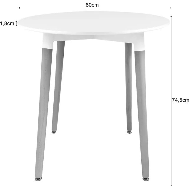 Okrúhly stôl KAMI biely 80 cm