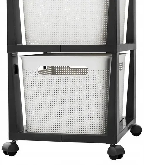 Rotho Pojazdný stojan, regál s 3 košíkmi, BRISEN TOWER, biela/antracit