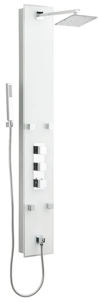 Sprchový panel SIKO Glass Shower na stenu s termostatickou batériou biela GLASHOWER