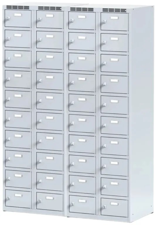 Šatníková skrinka S6 s úložnými boxami, 20 boxov, 1800 x 600 x 500 mm, cylindrický zámok, tmavosivé dvere