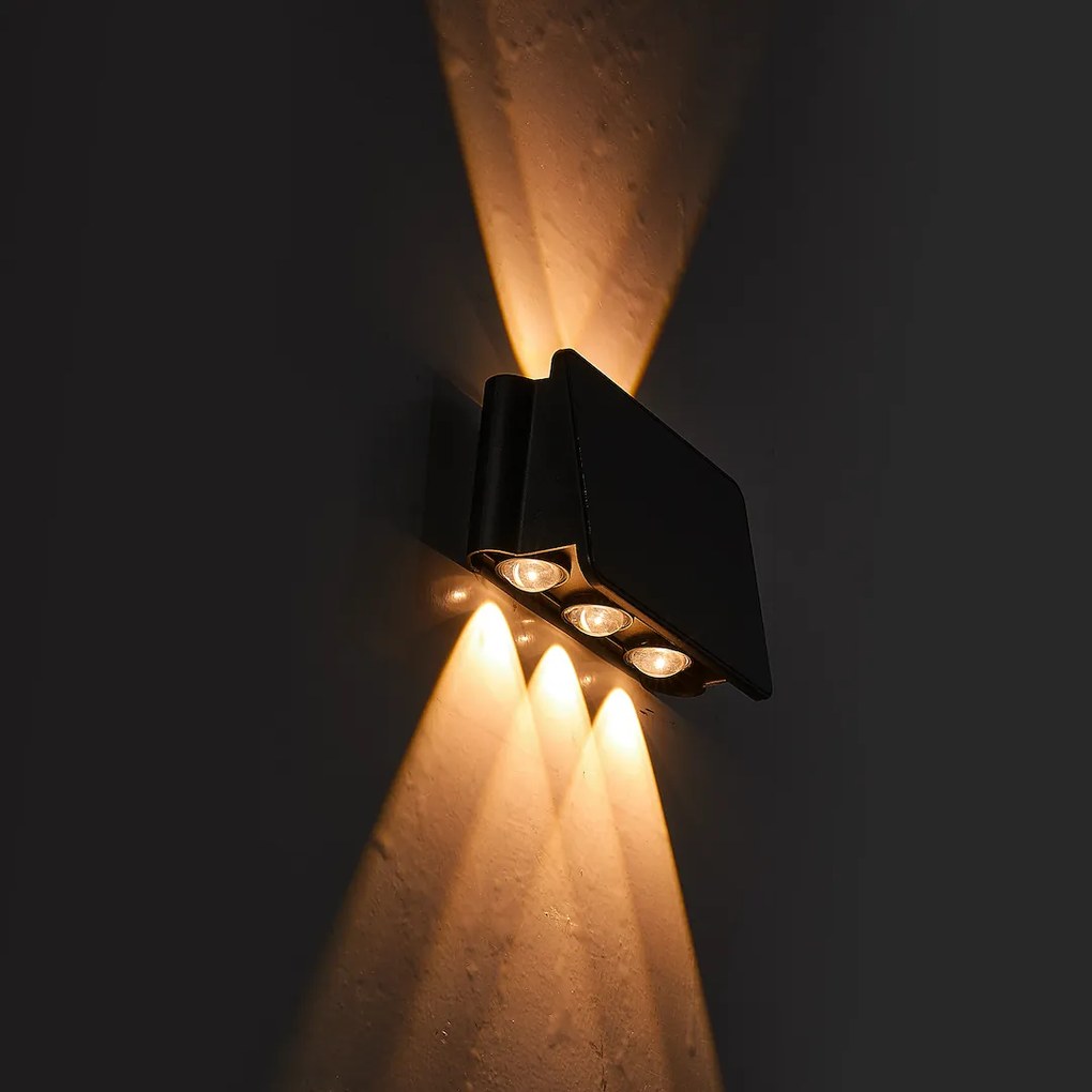 Exteriérové solárne nástenné LED svietidlo Alf1, 1x LED 2w, čierna