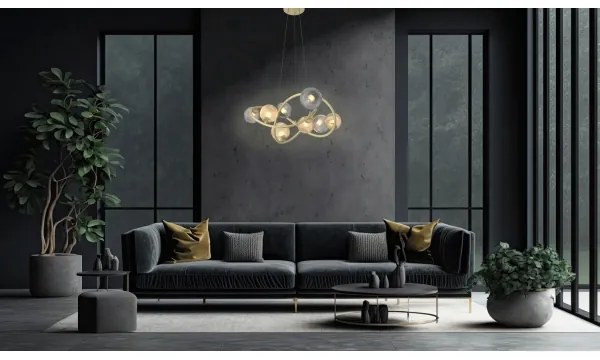 Wofi 7015-804 - LED Luster na lanku METZ 8xG9/3,5W/230V zlatá/šedá