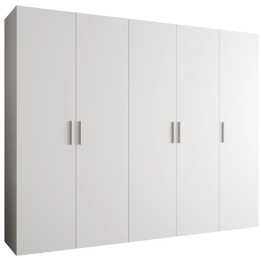 Šatníková skriňa 250 cm Borry 1 (biela + strieborná). Akcia -20%. Vlastná spoľahlivá doprava až k Vám domov. 1125781