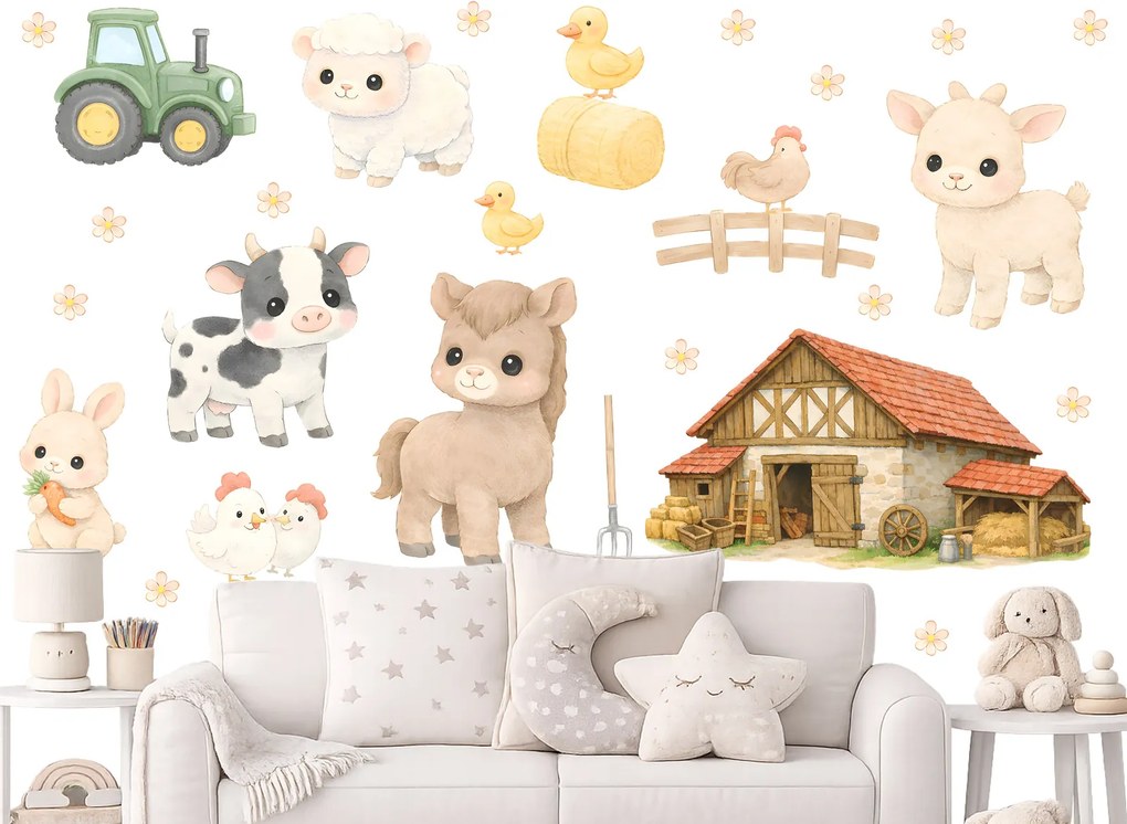 Farma textilní prelepiteľné nálepky na stenu hárok 40 x 46 cm