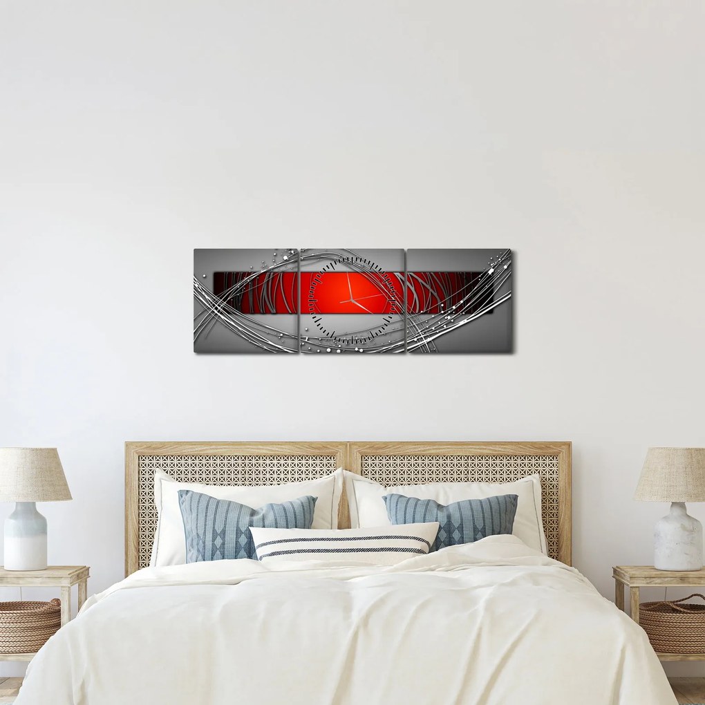 Abstraktný obraz (s hodinami) (90x30 cm)