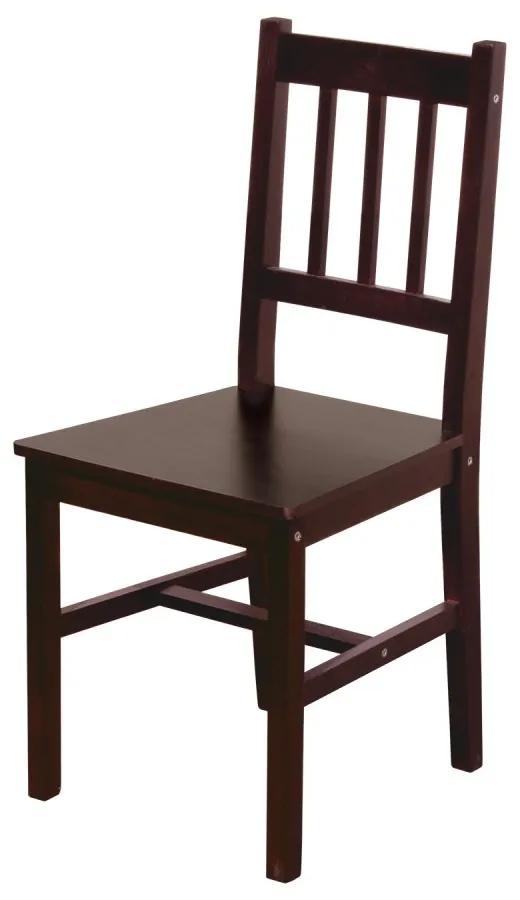 Jedálenská drevená stolička CATIA — masív borovica, hnedý lak