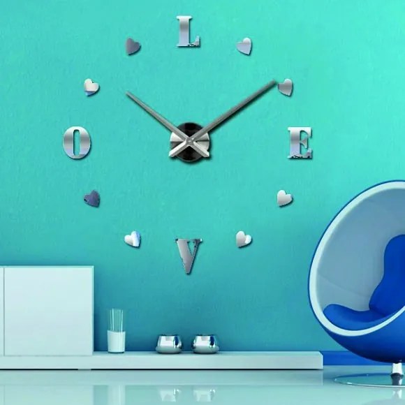 SENTOP | Moderné nalepovacie nástenné hodiny láska | SENTOP 12S011-Wanduhr HEU- analógové