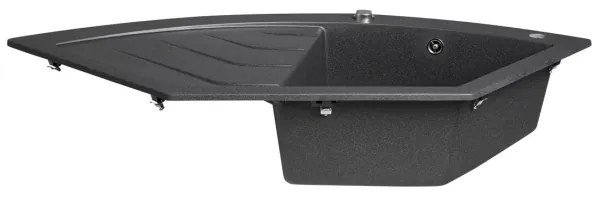 Sapho - Rohový kuchynský drez 114x57,5 cm granit/čierny