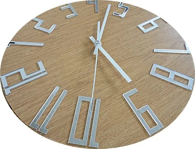 Moderné hodiny na stenu čísla Dub - Silver I SENTOP HDFK006: Čierne ručičky 30 cm 3401-19864 HDFK006 DUB silver