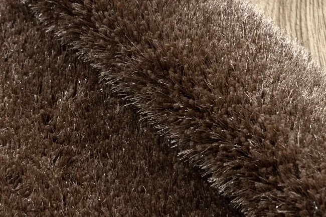 Kúpeľňový koberček SYNERGY glamour / lurex, hnedý kruh