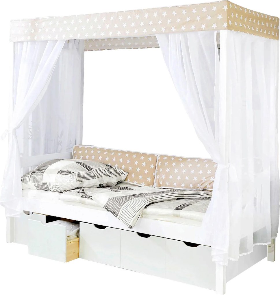XXXLutz POSTEĽ S NEBESAMI, 90/200 cm biela, béžová Livetastic - Postele - 000406004003