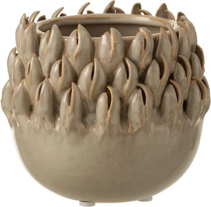 Béžovo-šedý keramický obal na kvetináč Ibiza - Ø 13*12cm