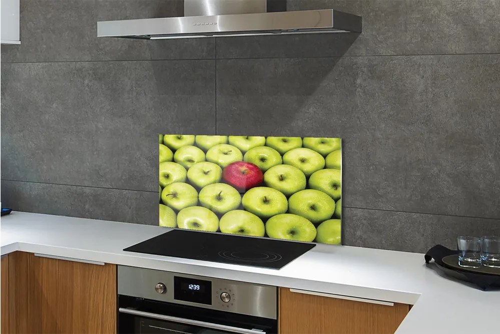 Sklenený obklad do kuchyne Zelená a červená jablká 120x60 cm