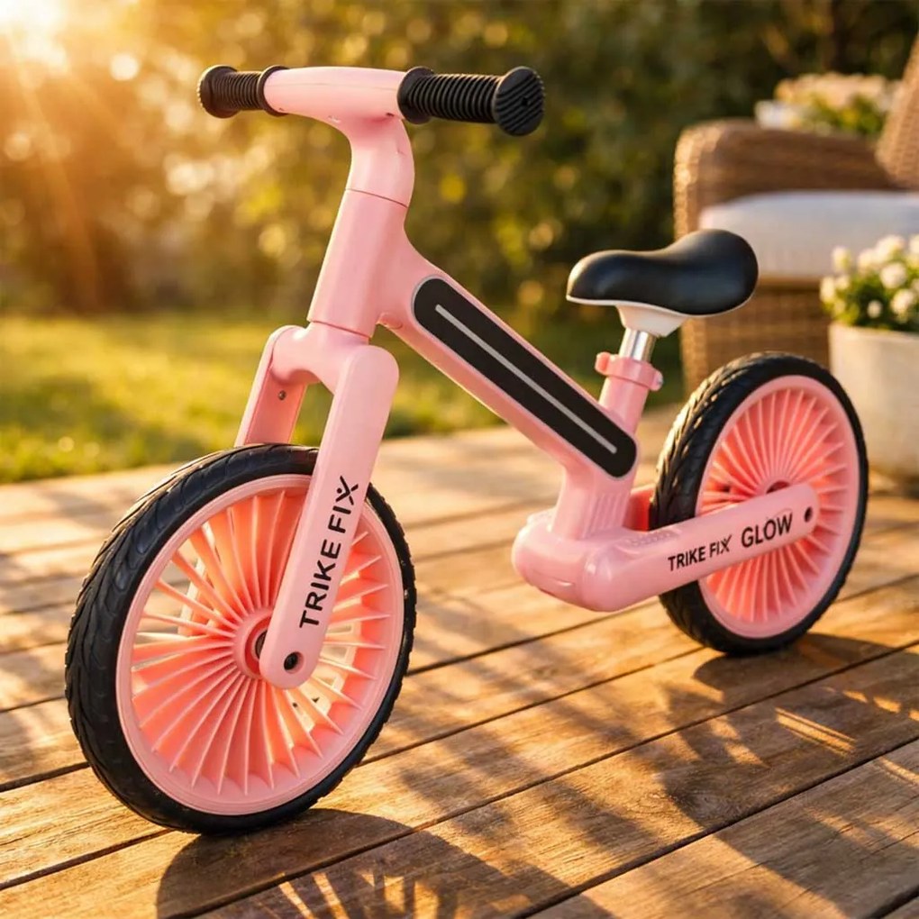 KIK Trike Fix Glow LED detské odrážadlo, ružové, 12″