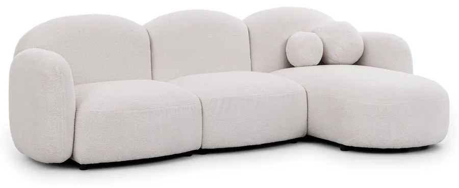 Krémová rohová pohovka z textílie buklé (pravý roh/s leňoškou) Orbit – Ropez