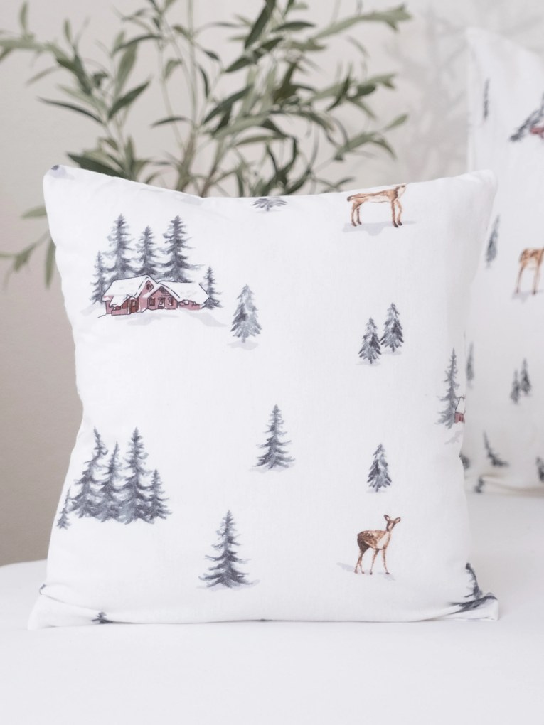 Flanelová obliečka na vankúš 40 x 40 cm - Zimný les