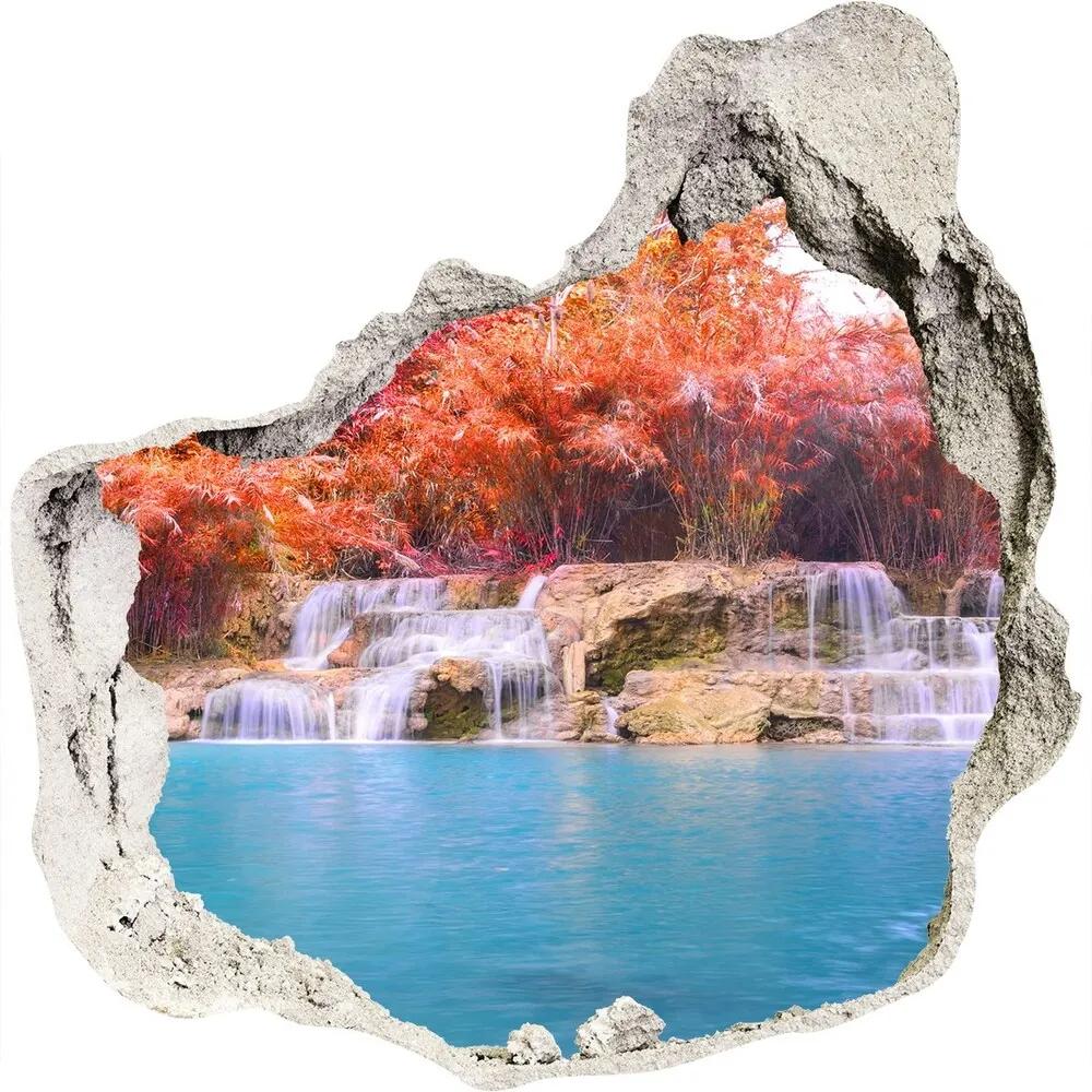 Nálepka fototapeta 3D výhľad Vodopád v lese WallHole-75x75-piask-85305584