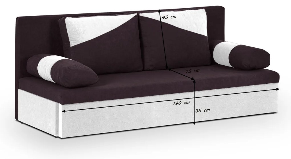 Pohovka pre 3 osoby s funkciou spania ROLO Sivá/čierna