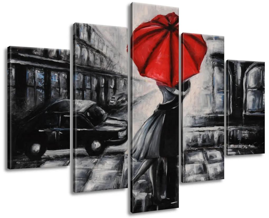 Gario Obraz na plátne Červený bozk v daždi Veľkosť: 150 x 70 cm