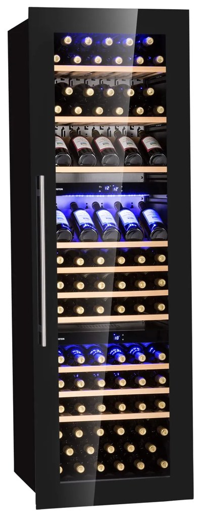 Klarstein Vinsider 89 Trio, vstavaná vinotéka, 5-18°C, dotykový ovládací panel, drevené police