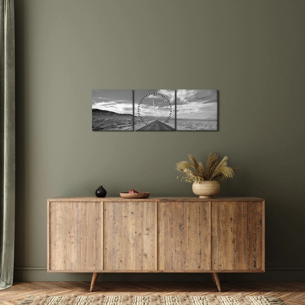 Obraz diaľnice (s hodinami) (90x30 cm)