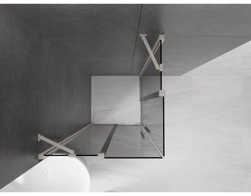 Mexen Velar Duo, sprchový kút s posuvnými dverami 100 x 100 cm, 8mm šedé sklo, brúsená oceľ, 871-100-100-42-97