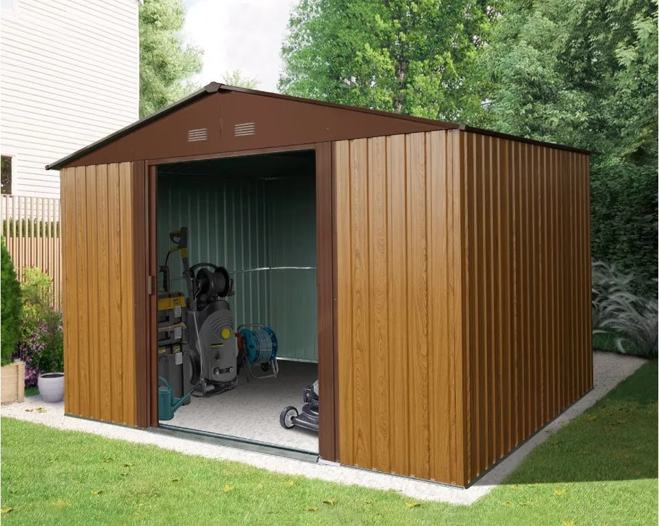 Záhradný domček BestBerg ZDB-7D / 7,2 m² / 301 x 238 x 214 cm / dekor červené drevo / hnedá